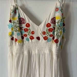 Hayden Cream Dress with Multicolor Floral Embroidery